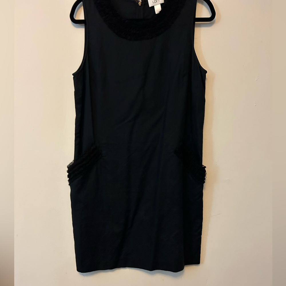 LOFT Black Textured Neck Blouse